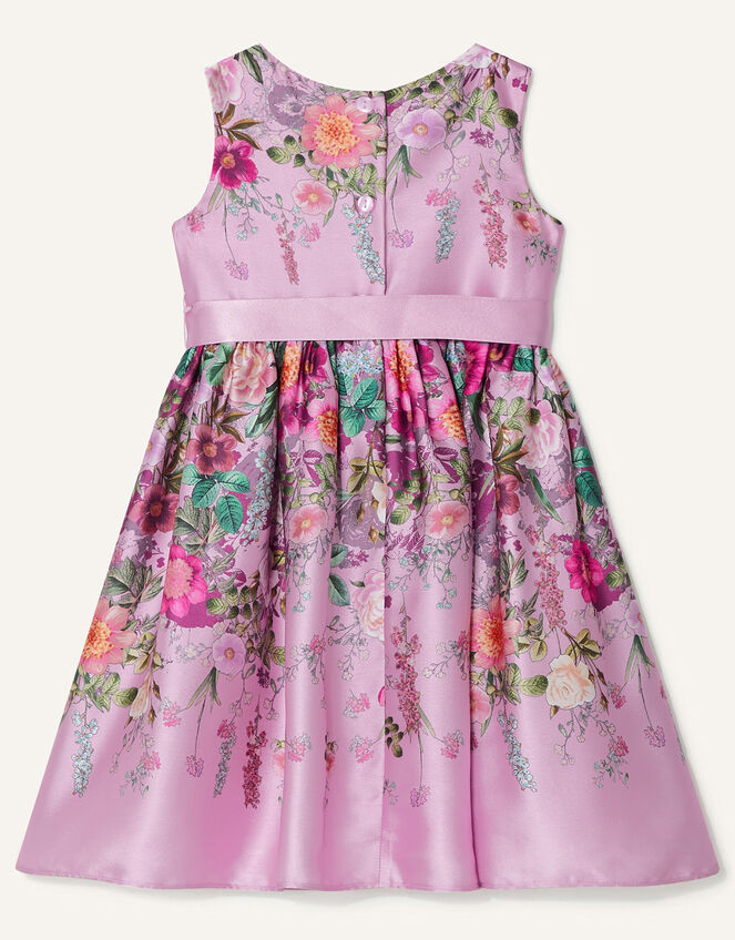 Baby Floral Print Satin Dress, Pink (PINK), large