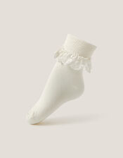 Olivia Bow Lace Socks, Ivory (IVORY), large