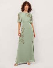 Skyler Floral Embellished Maxi Dress, Green (SAGE), large