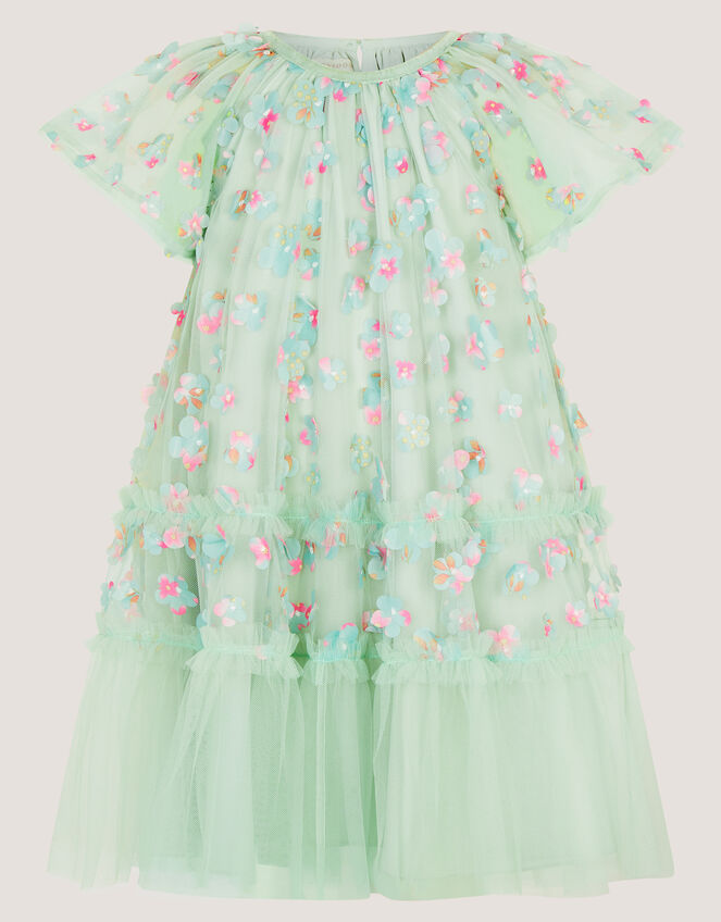 Kala Floral Appliqu&eacute; Party Dress, Green (SAGE), large