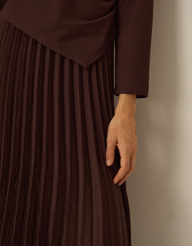 Petra Jersey Pleated Midi Dress, Brown (CHOCOLATE), large