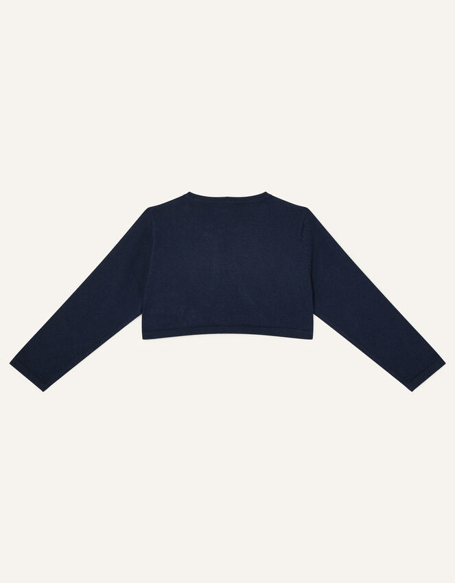 Baby Super-Soft Faux Fur Collar Cardigan, Blue (NAVY), large
