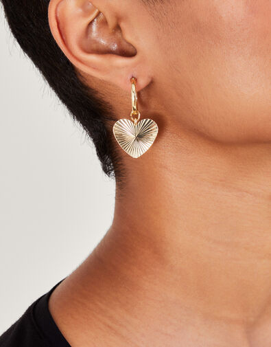 Ribbed Heart Earrings, , large
