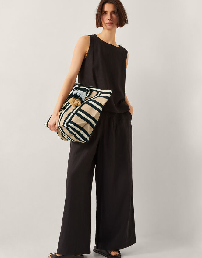 Ari Metallic Stripe Beach Bag, , large