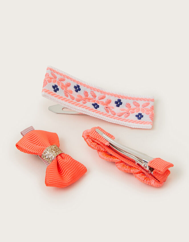 3-Pack Mix Flower Bow Hair Clips, , large