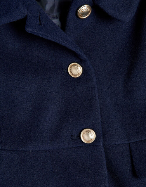 Flap Pocket Hooded Coat, Blue (NAVY), large