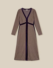 Claude Houndstooth Jersey Midi Dress, Brown (BROWN), large