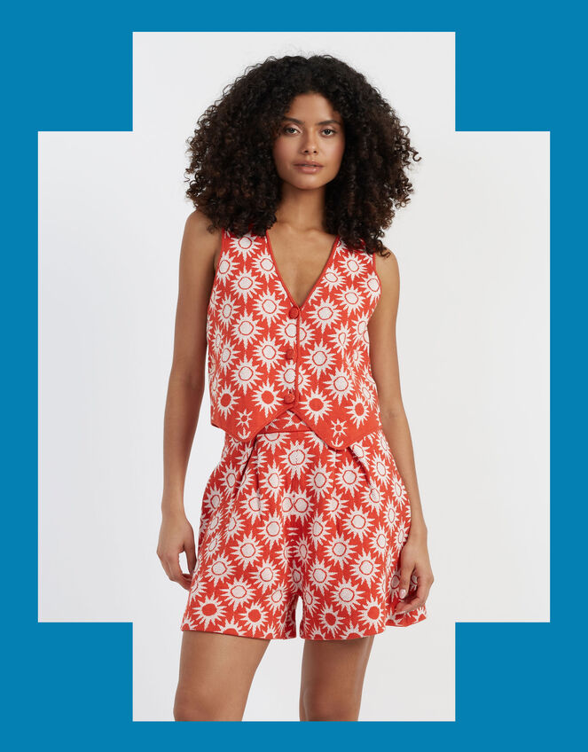 Chinti & Parker Sun Print Shorts, RED BRICK, large