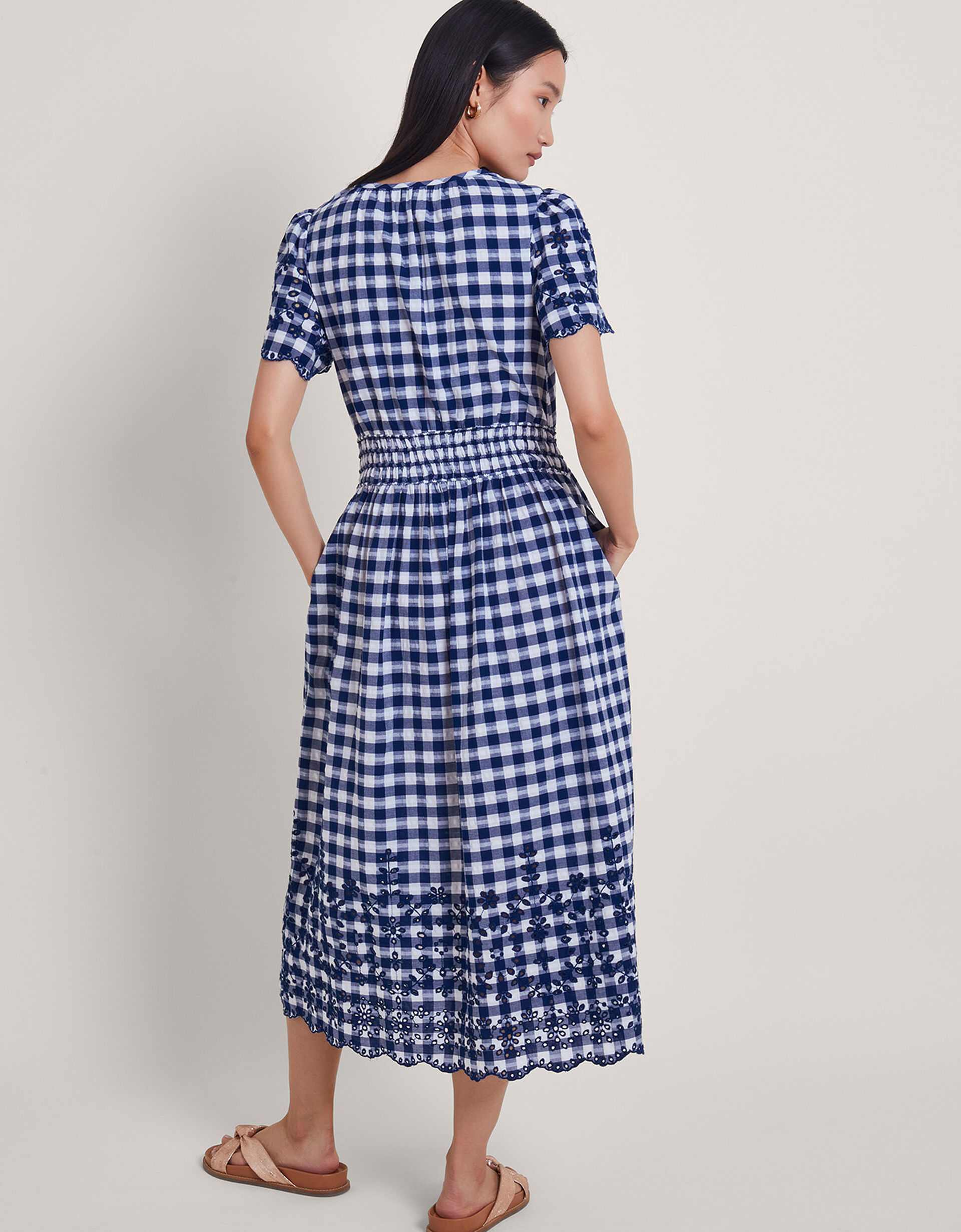 Nyla Gingham Dress Blue