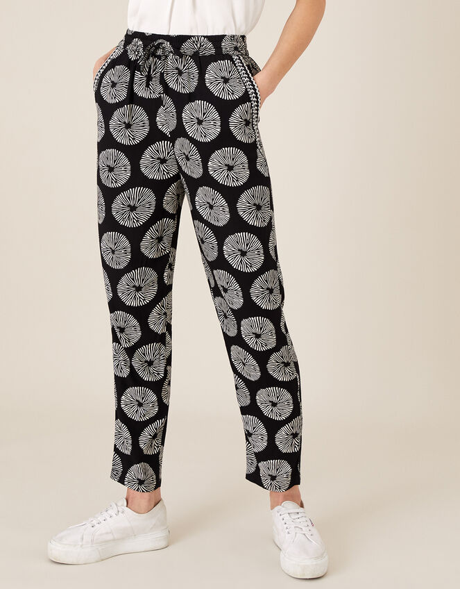 ARTISAN STUDIO Circle Print Trousers, Black (BLACK), large