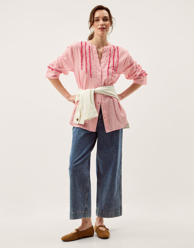 Ceres Frill Stripe Shirt Red