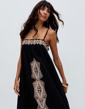 Raffya Sapphire Embroidered Maxi Dress, Blue (NAVY), large