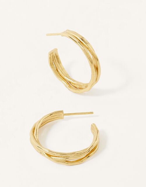 Orelia Recycled Textured Entwine Hoops, , large