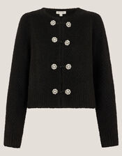 Fessa Jewel Brooch Cardigan, Black (BLACK), large