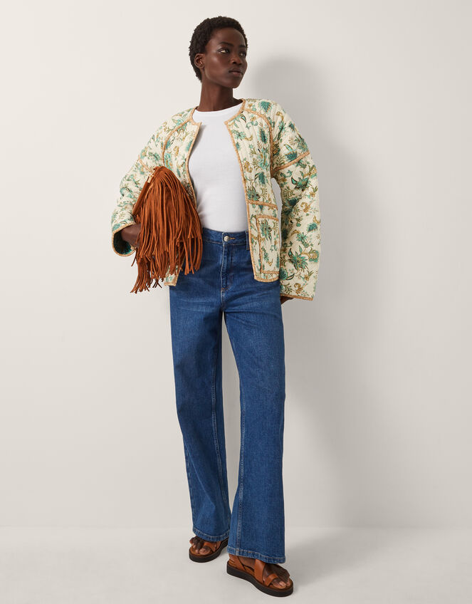 Saoirse Reversible Floral Quilted Jacket, Ivory (IVORY), large