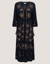 Sophy Embroidered Maxi Kaftan, Black (BLACK), large