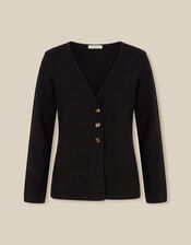 Saf V-Neck Crossover Cardigan, Black (BLACK), large