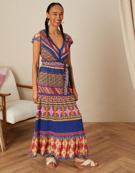 Colourful Multi Print Belted Dress in LENZING™ ECOVERO™ Multi, Multi (MULTI), large