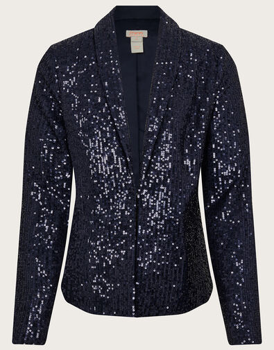 All Over Sequin Blazer, Blue (NAVY), large