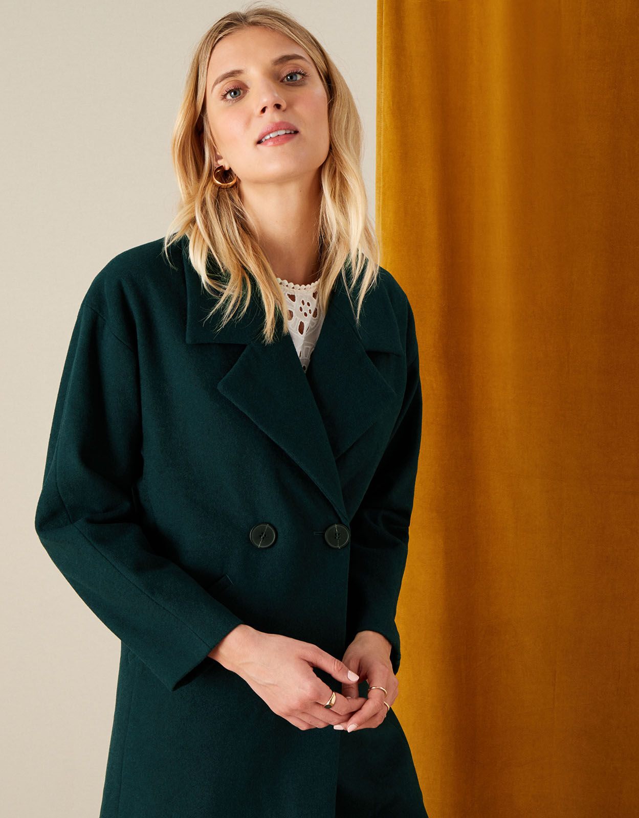 Teal wool coat womens store
