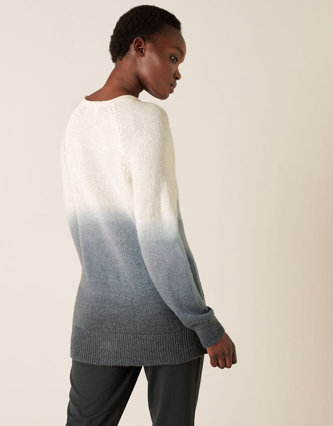 V-Neck Dip-Dye Knit Jumper, Grey (GREY), large