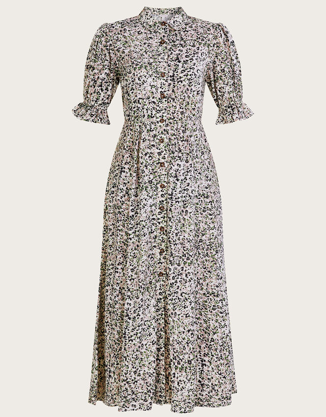 Leopard Print Shirt Dress in LENZING™ ECOVERO™, Black (BLACK), large