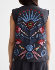 Scotch & Soda Embroidered Waistcoat, Grey (CHARCOAL), large