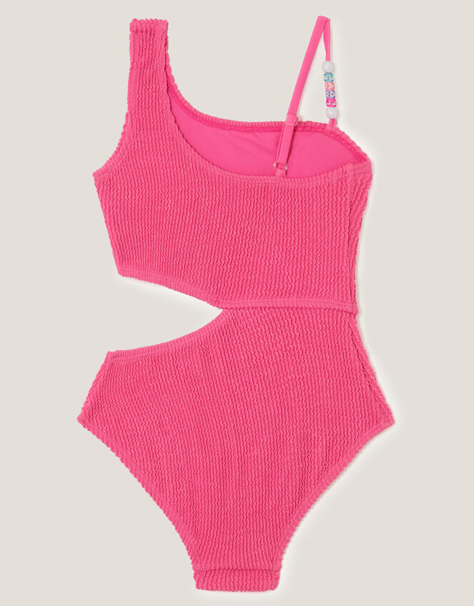 Asymmetrical Seersucker Swimsuit, Pink (PINK), large