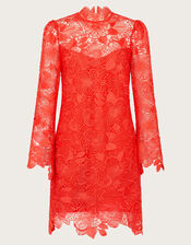 Lila Lace Tunic Dress, Orange (ORANGE), large