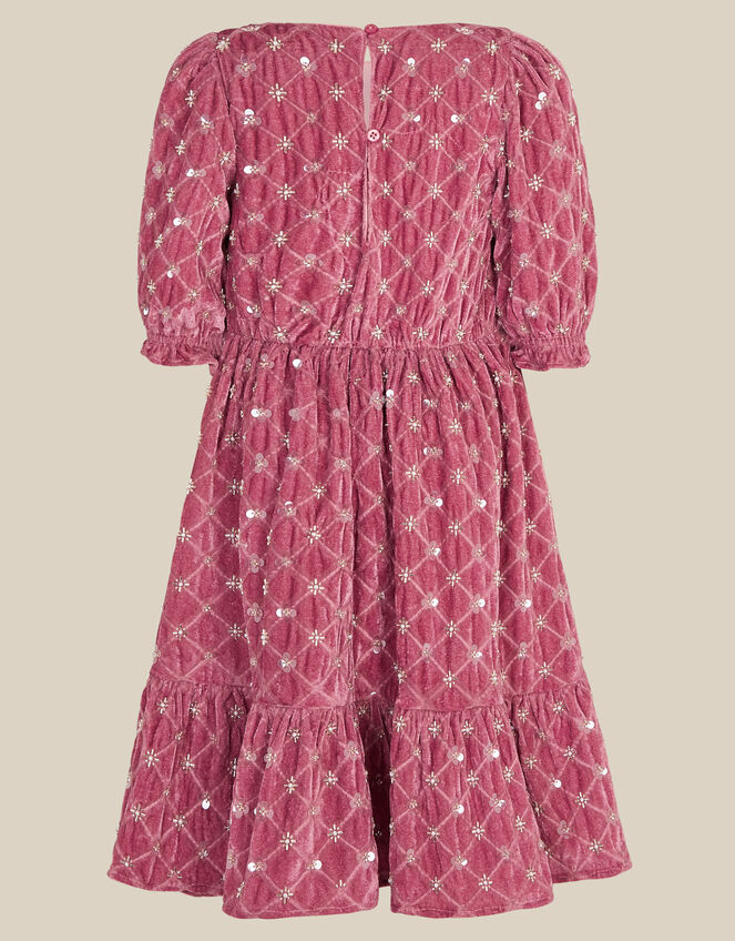 Gracie Embellished Velvet Party Dress, Pink (DARK PINK), large