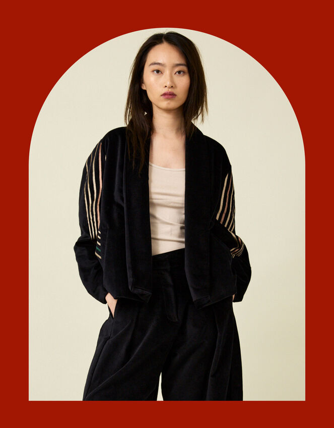 Tallulah and Hope Velvet Jacket , Black (BLACK), large