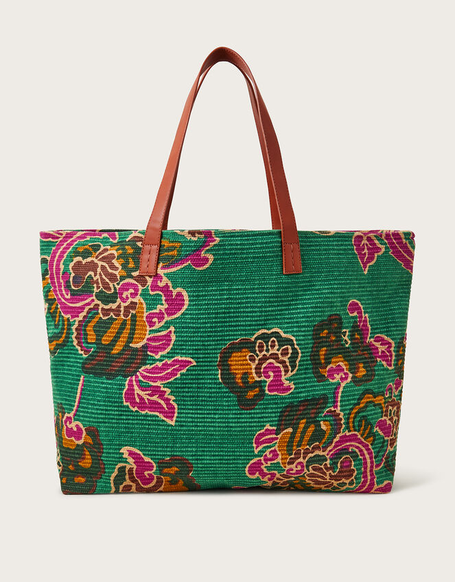 Printed Ribbed Beach Bag, , large