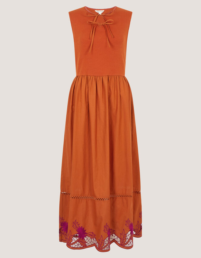 Fiona Sleeveless Floral Embroidered Maxi Dress Orange
