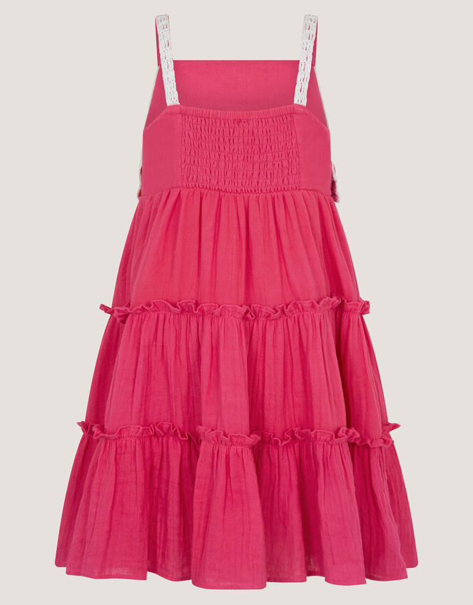 Crochet Flower Tiered Dress, Pink (PINK), large