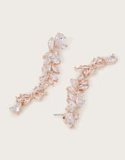 Diamante Leaf Drop Earrings, , large