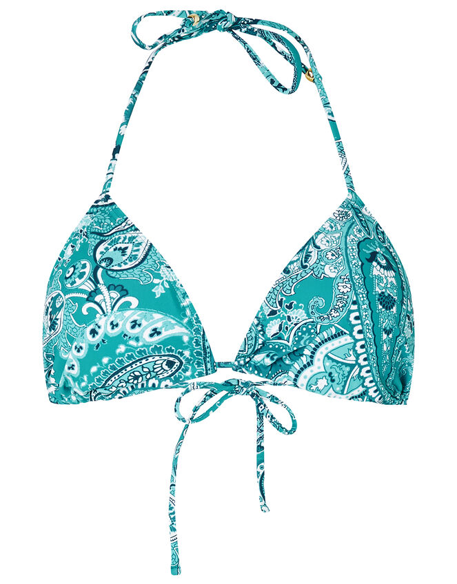 Paisley Bikini Top with Recycled Polyester , Blue (TURQUOISE), large