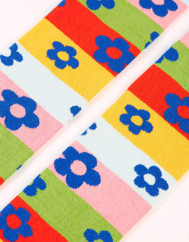 Frugi Norah Flower Stripe Tights, Multi (MULTI), large