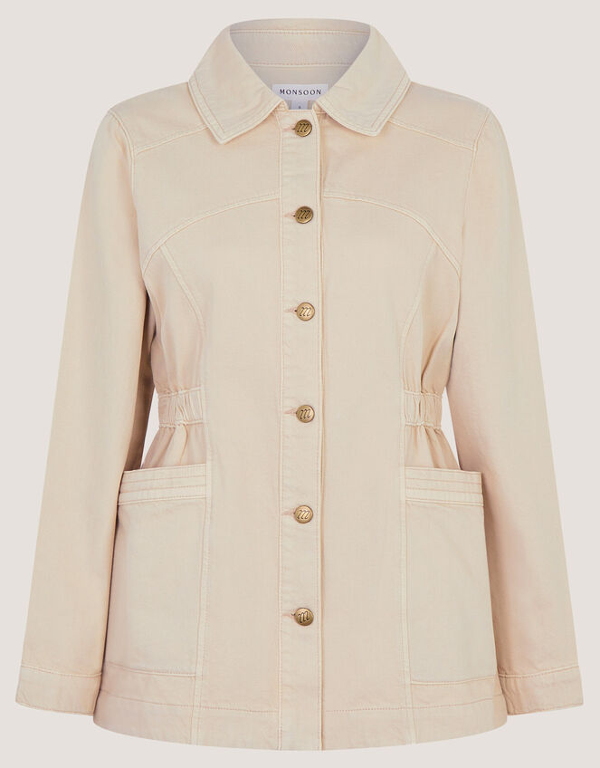 Mabel Longline Denim Jacket, Natural (ECRU), large