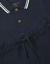 Jersey Polo Shirt & Shorts Set, Blue (NAVY), large