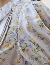 Naomi Puff Sleeve Floral Lace Blouse, Blue (BLUE), large