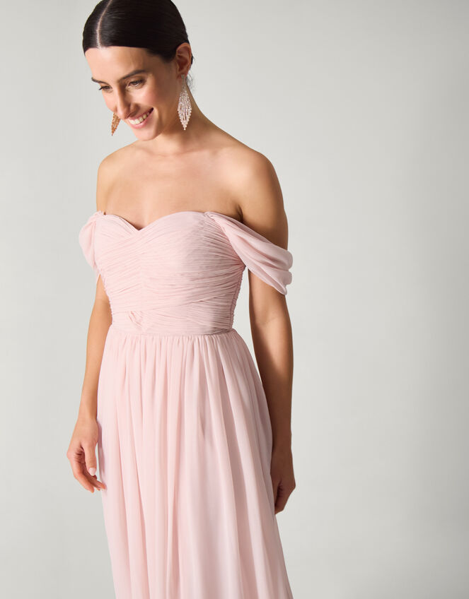 Evelyn Bardot Bridesmaid Dress Pink