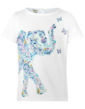 Eliza Elephant Sequin T-Shirt in Organic Cotton, Ivory (IVORY), large