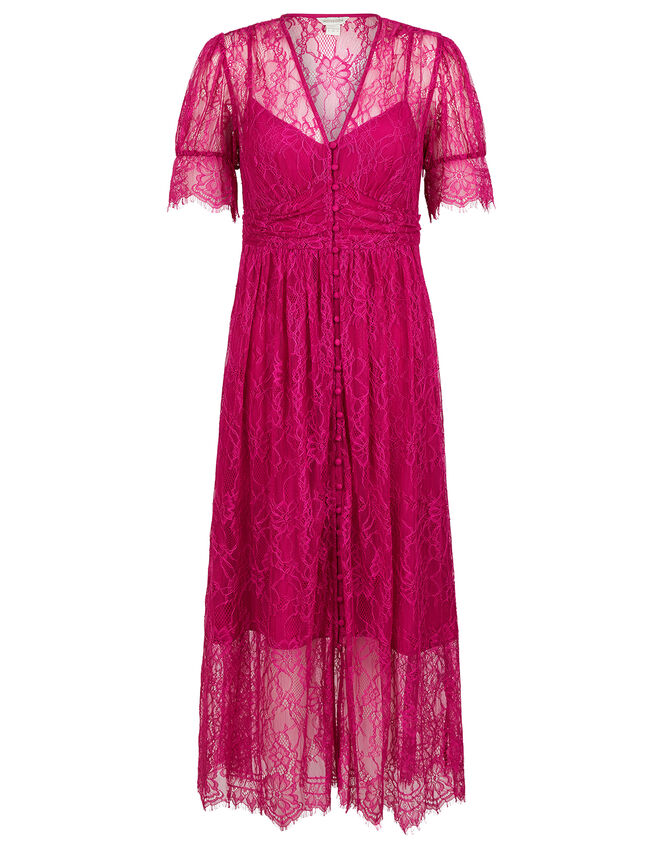 Miranda Eyelash Lace Tea Dress, Pink (PINK), large