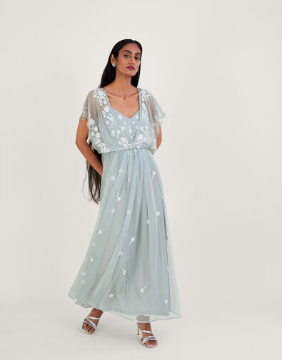 Sophie Embroidered Shorter Length Maxi Dress, Green (SAGE), large