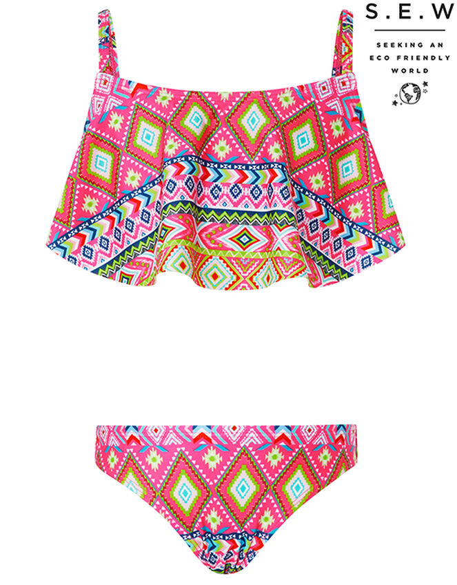 Xena Geo Print Bikini Set with Recycled Polyester, Pink (PINK), large
