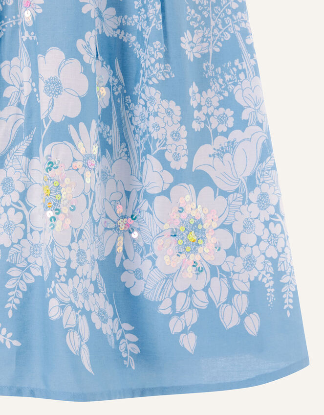 Floral Embellished Swing Dress, Blue (BLUE), large