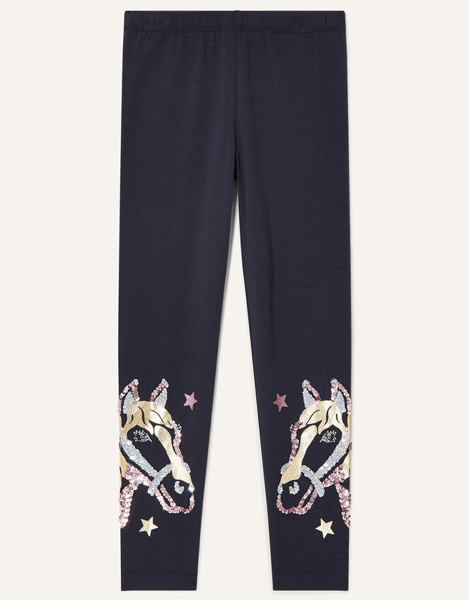 Horse Foil Leggings, Blue (NAVY), large