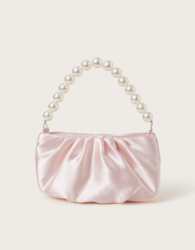 Pearl Strap Satin Party Bag, , large