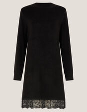 Lou Lace Mini Jumper Dress, Black (BLACK), large