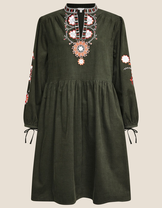Audrey Embellished Cord Dress, Green (GREEN), large